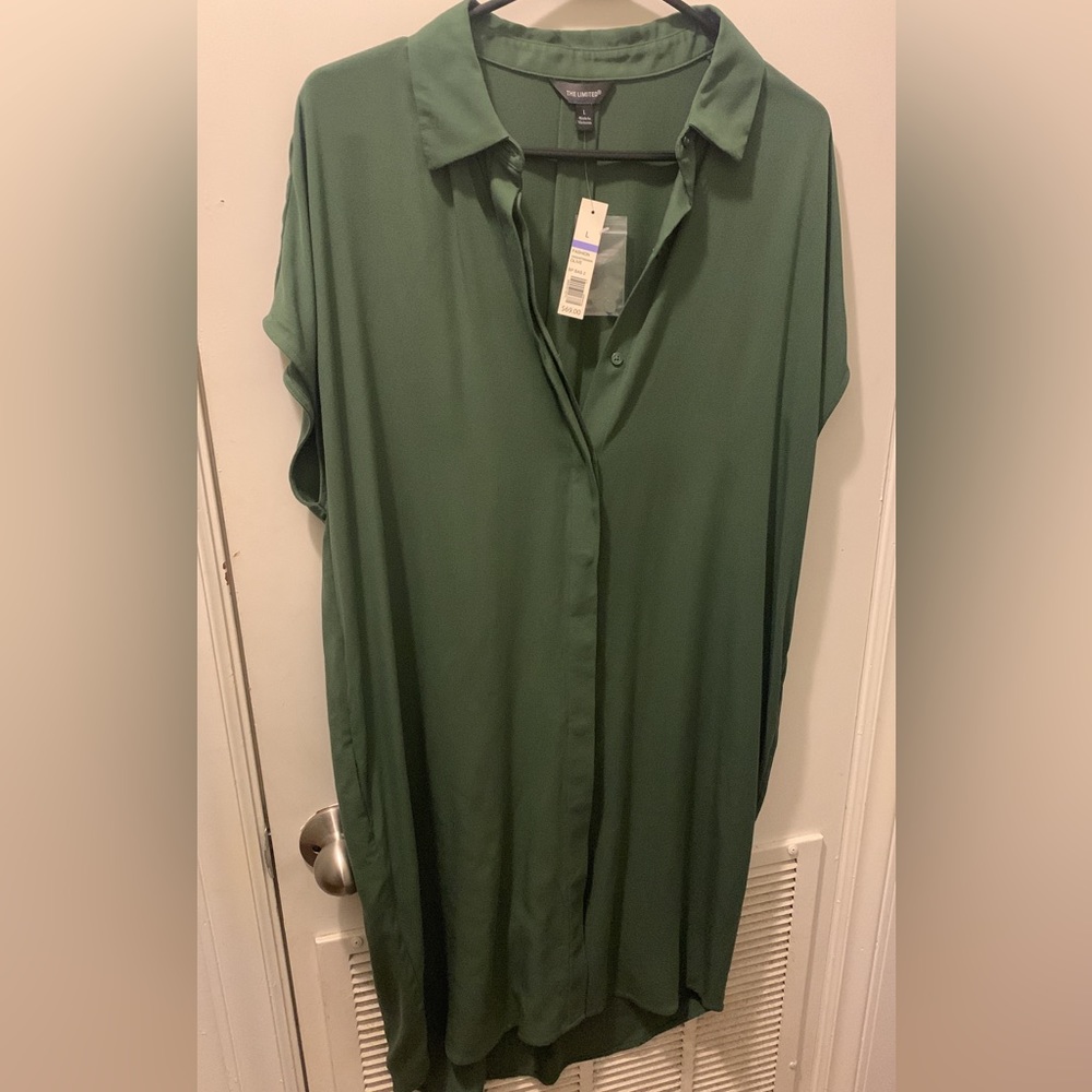 The Limited Above Knee Dress Short Sleeve Button Down Collared